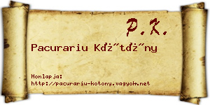 Pacurariu Kötöny névjegykártya